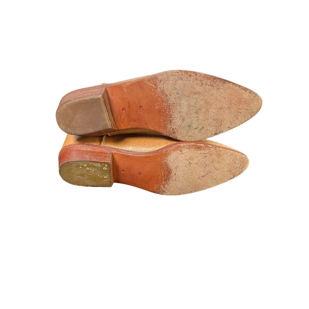 Vintage Western Mid Calf Suede & Leather Lizard Embossed Boots Light Tan Size 6 - Picture 6 of 10